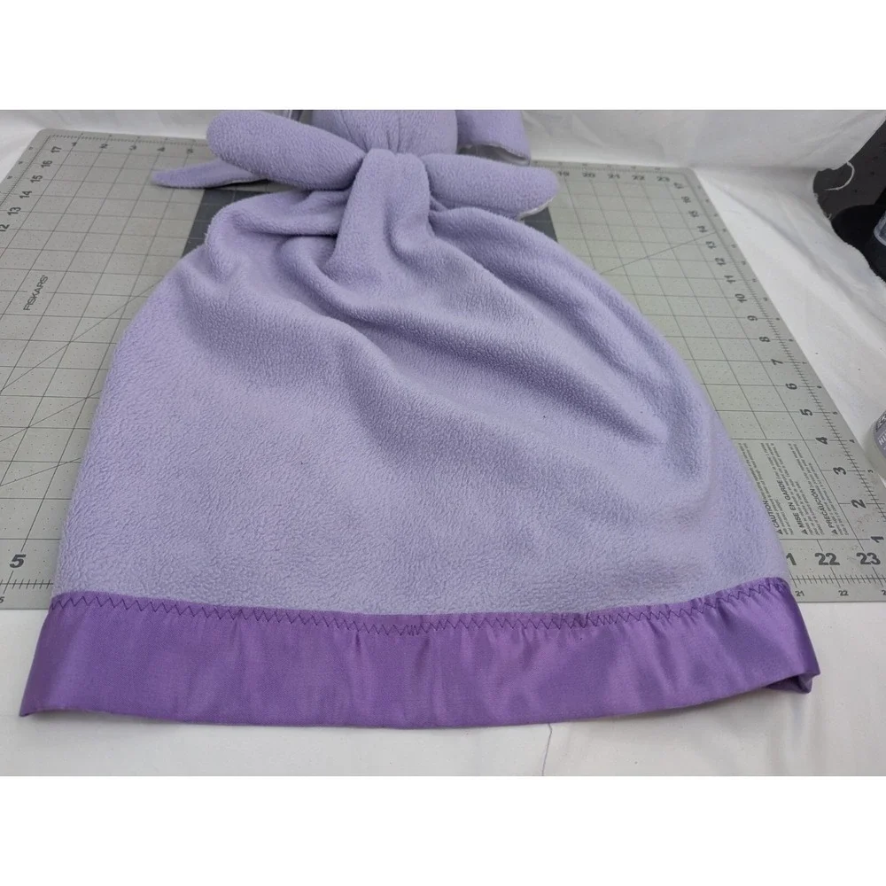 Purple Rabbit Lovey Security Blanket Satin Ears Edge 24 Inch Stuffed Animal Toy